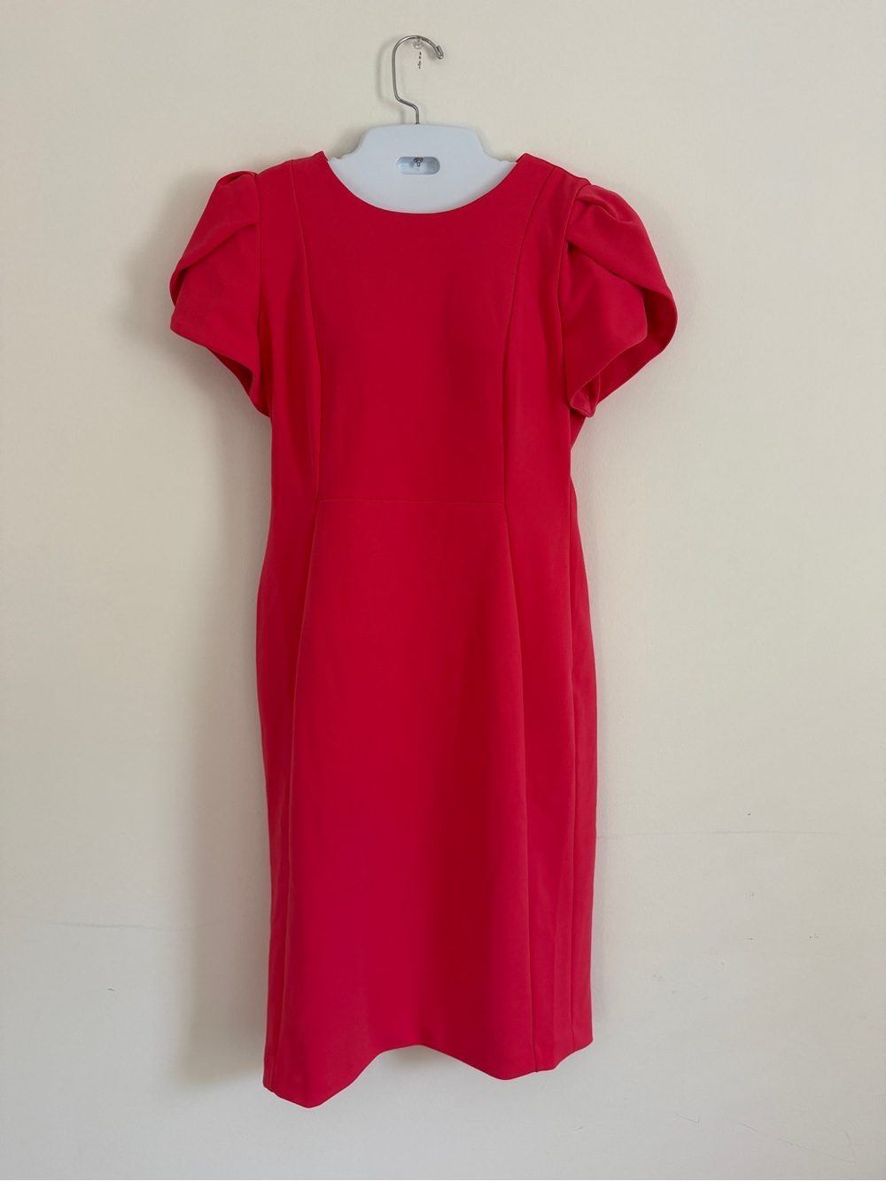 Calvin Klein Red Puff-Sleeve Midi Sheath Dress